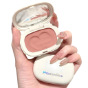 Fard à joues unicolore pigmenté Texture douce et crémeuse Boîtier compact ovale avec miroir Couleurs douces longue tenue pour les joues 1