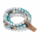 Färgglad armband av naturliga stenar 19 cm 8 mm pärlor elastiskt armband flerlagrat smyckestillbehör 7