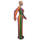 Färgglad randig jumpsuit för kvinnor 3