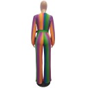Färgglad randig jumpsuit för kvinnor 4