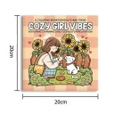 Färgläggningsbok cozy girl vibes enkel teckning för barn och vuxna 24 sidor 20 x 20 cm lugnande kreativ bok 6