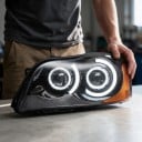 Faro anteriore sinistro LED con luce diurna DRL e freccia, 12 V, lenti proiettore, nero, per Volvo XC90 2004–2013, alogeno e xenon 6