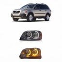 Faro anteriore sinistro LED con luce diurna DRL e freccia, 12 V, lenti proiettore, nero, per Volvo XC90 2004–2013, alogeno e xenon 8