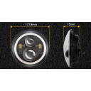 Farol LED para motociclo 7 polegadas 40W DRL H4 12V/24V 6000K IP65 Carcaça de alumínio fundido preto Luz redonda farol principal 4