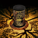 Farol solar de metal de 18 x 10 cm, lámpara LED colgante para exterior, impermeable, para decoración de jardín, con forma de árbol, luz nocturna con sombra 3