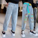 Farvede jeans til piger L2140 4