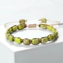 Farverig armbånd af naturlige sten 17–29 cm justerbart 7×5 mm perler voks snor håndlavet knude smykke tilbehør 5