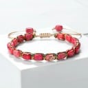 Farverig armbånd af naturlige sten 17–29 cm justerbart 7×5 mm perler voks snor håndlavet knude smykke tilbehør 3