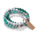 Farverig armbånd af naturlige sten 19 cm 8 mm perler elastisk armbånd flerlagdelt smykketilbehør 8