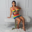 Farverig crop top og nederdel til kvinder B1119 3