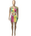 Farverig crop top og nederdel til kvinder B1157 3