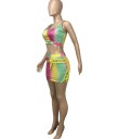 Farverig crop top og nederdel til kvinder B1157 4