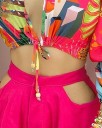 Farverig crop top og shorts til kvinder B1102 2