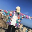 Farverig herrejakke med japanske motiver 6