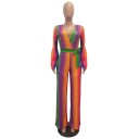 Farverig stribet jumpsuit til kvinder 2
