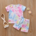 Farverig T-shirt og shorts til piger L1296 6