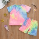 Farverig T-shirt og shorts til piger L1296 5