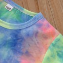 Farverig T-shirt og shorts til piger L1296 2