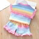 Farverig T-shirt og shorts til piger L1514 2