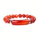 Farverige armbånd af natursten 18,5 cm 8 mm perler elastisk armbånd med metal detaljer unisex smykke tilbehør 4