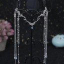 Fascia nuziale con catene Orologio di cristallo fatto a mano per la fronte Corona con pietre Pendenti lunghi gioiello per capelli 3