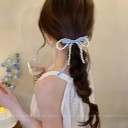 Fascia per capelli in perle da donna Nastro e perle Fermaglio elegante tipo duckbill Accessorio per capelli romantico 4