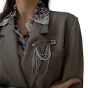 Fashion Brooch with Chains on a Pin Multi-Row Chain Design Elegant Metal Accessory Made of Zinc Alloy for Women 3