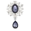 Fashion Crystal Brooch 4.5 x 2.5 cm Elegant Accessory Made of Zinc Alloy with Acrylic Multicoloured Stones Brooch for Coat Dress and Blazer 20