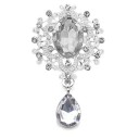 Fashion Crystal Brooch 4.5 x 2.5 cm Elegant Accessory Made of Zinc Alloy with Acrylic Multicoloured Stones Brooch for Coat Dress and Blazer 19