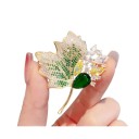 Fashion Gold Brooch Maple Leaf Crystal Surface Sparkling Coloured Stones Elegant Plant Jewellery Accessory 4