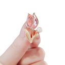 Fashion Mini Brooch Crystal Tulip Plant Floral Motif Elegant Small Jewellery Accessory with Sparkling Stones 3
