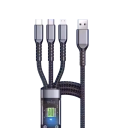 Fast Charging 3-in-1 USB Cable 1.2 m Light-Up Braided Cable 100W 5A USB A to Lightning + USB C + Micro USB Data Cable for Mobile Phones 2