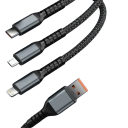 Fast Charging 3-in-1 USB Cable 1.2 m Light-Up Braided Cable 100W 5A USB A to Lightning + USB C + Micro USB Data Cable for Mobile Phones 4