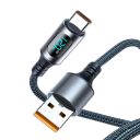 Fast Charging Cable 120W USB A to USB C 1 m Nylon Cable with LED Display 6A 480 Mbps Data Cable with Voltage and Current Measurement 6