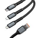 Fast Charging Light Data Cable 3in1 1.2 m USB A to USB C + Micro USB + iPhone Lightning 100W 5A Braided Mobile Phone Cable 2