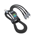 Fast Charging Light Data Cable 3in1 1.2 m USB A to USB C + Micro USB + iPhone Lightning 100W 5A Braided Mobile Phone Cable 7