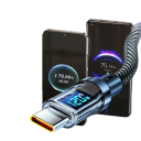 Fast Charging USB C to USB A Cable 1 m 120W Data Cable with LED Display 6A Braided Pattern Data Transfer 480 Mbps Device Compatibility 3