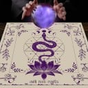 Față de masă cu motive tarot 49 x 49 cm Față de masă violet cu motiv de șarpe Decorațiune pentru divinatie Față de masă de altar Decorațiune esoterică 2