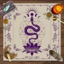Față de masă cu motive tarot 49 x 49 cm Față de masă violet cu motiv de șarpe Decorațiune pentru divinatie Față de masă de altar Decorațiune esoterică 3