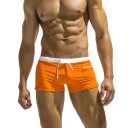 Fatos de banho para homem em poliéster e spandex, de cor única, com bolso lateral, faixa branca na cintura, com cordão, elástico e de secagem rápida 5