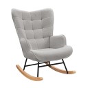 Fauteuil à bascule avec dossier haut et rembourrage en bouclé doux, dimensions 92 x 68 x 75 cm, capacité de charge 130 kg, pour le salon 8