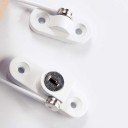 Fechadura de segurança para janelas com cabo e chave Limitador de abertura da janela Estrutura metálica na cor branca Dimensões 19 x 5,8 cm Montagem 4