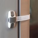 Fecho de segurança para armários 4 pcs Fita flexível para montagem pelo canto Almofadas adesivas Plástico ABS e PE Branco e cinza Dimensão 20 x 5,5 cm 2