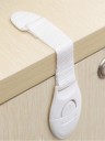 Fecho de segurança para gavetas e portas 10 pcs Fita com peça redonda destacável Almofadas adesivas de espuma Plástico branco Dimensão 20 x 3 cm 3