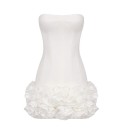 Feestminijurk met strapless korsetlijfje en veterdetail. Gelaagde rucherok voor een gedurfde feestelijke look. 5