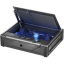 Fegyverkoffer automatikus nyitással 2 pisztoly + tár 12,7×10,1×3,46 in Q235 acél fekete biztonsági doboz 1