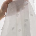 Fehér hosszú tüll függöny 3D pomponokkal, 130 x 240 cm, poliészter voile függöny magas ablakokhoz hálószobában és nappaliban 2