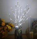 Fehér nyírfalevél LED fényekkel 2 AA elemmel Otthoni és kültéri dekoráció 20 LED dióda 72 cm 3
