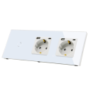Fehér szerelőlap 2 F típusú aljzattal és USB, valamint USB-C portokkal, 1-es érintőkapcsolóval. Modern megoldás otthonra és irodába. 1