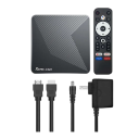 Fekete TV box Android 14 2+16GB Streamelő médialejátszó HDMI kábel IR távirányító WiFi 2.4G/5G 1000M Ethernet Bluetooth USB port 3